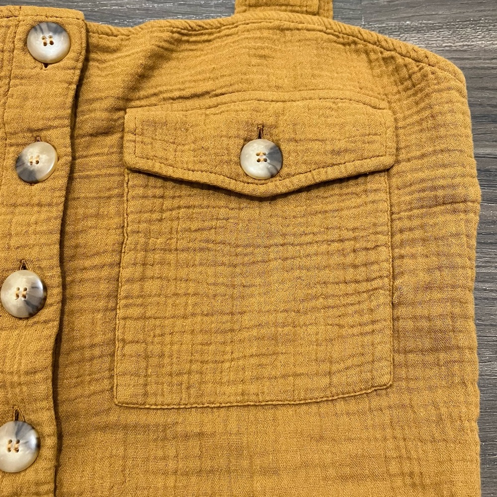 Sezane Mustard Button-Front Belted Romper - Picture 5 of 11